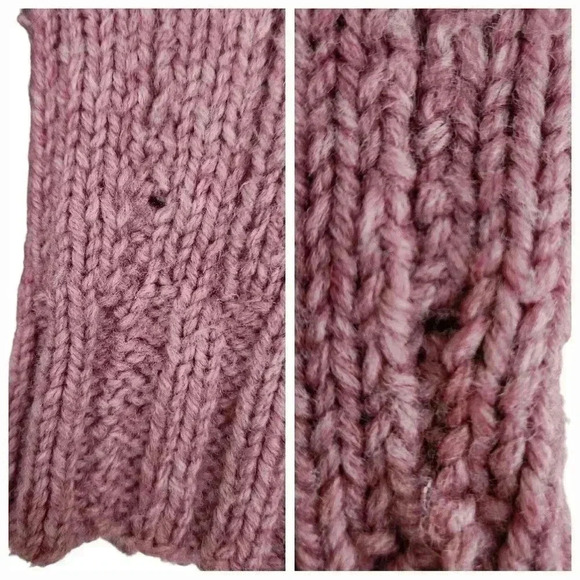 Handmade Wool Blend Sweater Women L Pink Pom Knit Cable Pullover Cottagecore - Picture 7 of 7